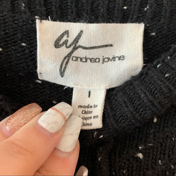 🤍Andrea Jovine Black Speckle Chevron Crew Sweater - Picture 7 of 7